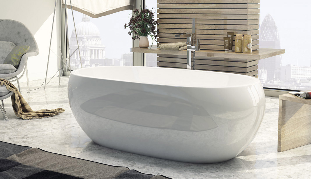 The Pebble Modern Double Ended Freestanding Bath from VIP Bathrooms - now only 799.99 GBP!